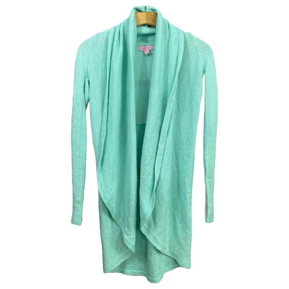 LILLY PULITZER women’s oversized aqua hayden boucle cotton cardigan